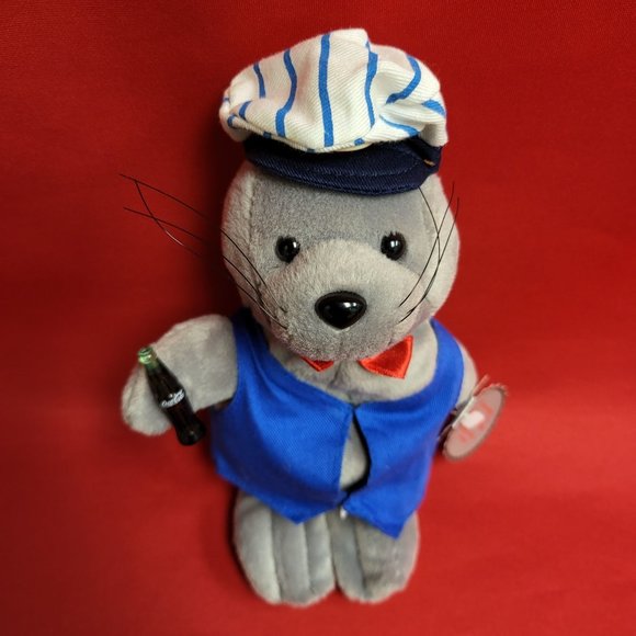 Coca Cola Seal in a Delivery Outfit Bean Bag Plush Seal Rilly Stuffed Toy 1998 - Picture 2 of 14